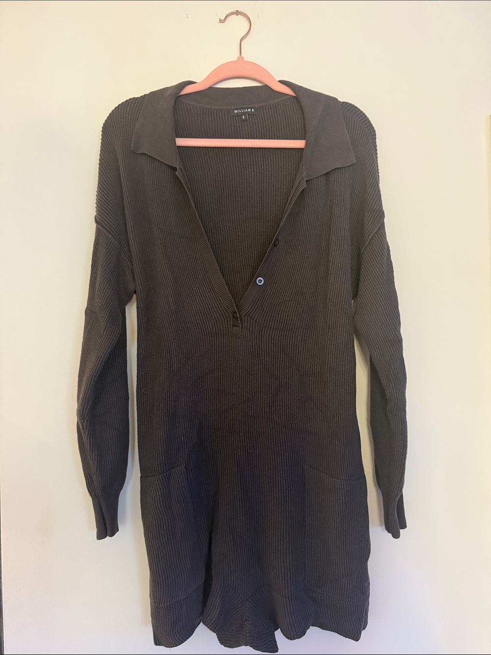 William B Black Ribbed Knit Romper